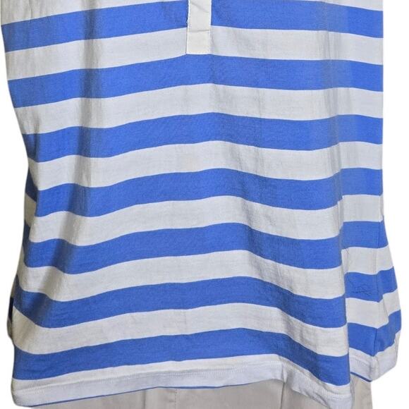 Steve & Barry's Womens Striped Polo Shirt XXL Blue White Collared Preppy Casual - Picture 3 of 8